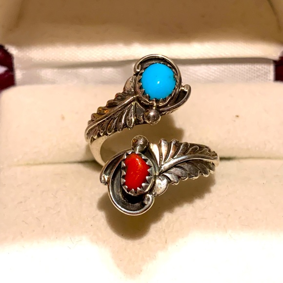 Native American Navajo turquoise and red coral - Picture 10 of 10